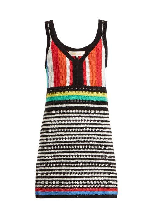 Matchesfashion.com Diane Von Furstenberg - Striped Crochet Knit Cotton Dress - Womens - Multi Stripe