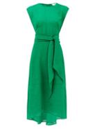 Matchesfashion.com Cefinn - Freya Tie-sash Voile Midi Dress - Womens - Green