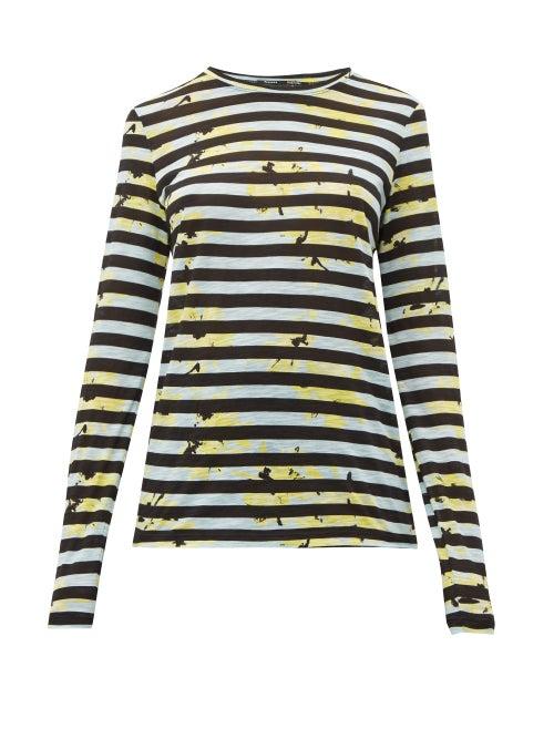 Matchesfashion.com Proenza Schouler - Striped Long Sleeved Cotton T Shirt - Womens - Blue Multi
