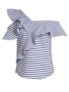 Self-portrait One-shoulder Striped Top