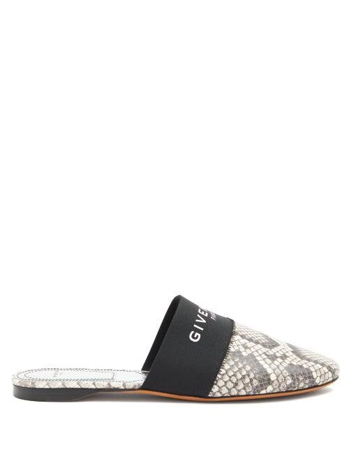 Matchesfashion.com Givenchy - Bedford Python-effect Leather Mules - Womens - White Black