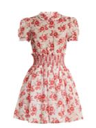 Miu Miu Floral-print Smocked-waist Mini Dress