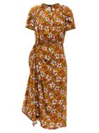 Ladies Rtw Marni - Gathered Floral-print Sabl Midi Dress - Womens - Multi