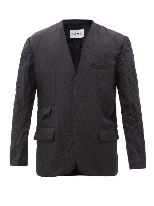 Noma T.d - Single-breasted Wrinkled Twill Jacket - Mens - Black