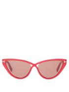 Matchesfashion.com Tom Ford Eyewear - T Monogram Cat Eye Acetate Sunglasses - Womens - Red