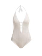 Matchesfashion.com Missoni Mare - Zigzag Knit Halterneck Swimsuit - Womens - White