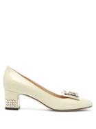 Matchesfashion.com Gucci - Madelyn Crystal Embellished Leather Pumps - Womens - White