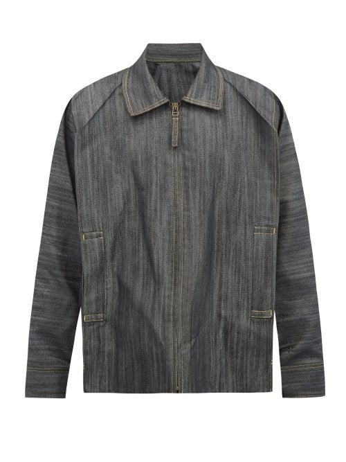 Matchesfashion.com Issey Miyake Men - Oversized Zip-front Denim Jacket - Mens - Black