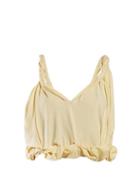 Matchesfashion.com Marni - Twisted Shoulder Cotton Crop Top - Womens - Light Yellow