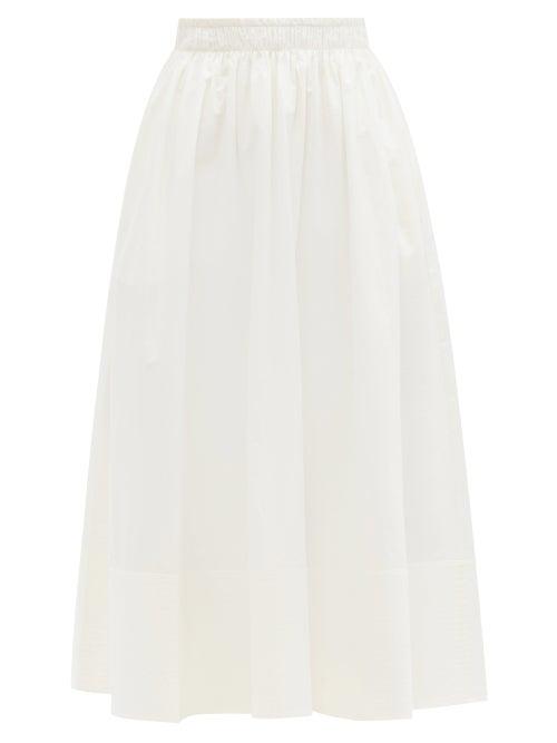 Matchesfashion.com Toogood - Bellringer High-rise Cotton-poplin Midi Skirt - Womens - Ivory