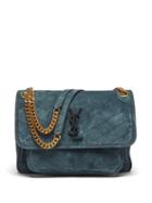 Ladies Bags Saint Laurent - Niki Medium Suede Shoulder Bag - Womens - Dark Green