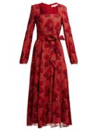 Matchesfashion.com Borgo De Nor - Annabella Cheetah Print Crepe Dress - Womens - Red Print