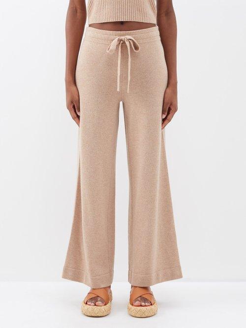 Eres - Frederique Wool-blend Wide-leg Trousers - Womens - Light Beige