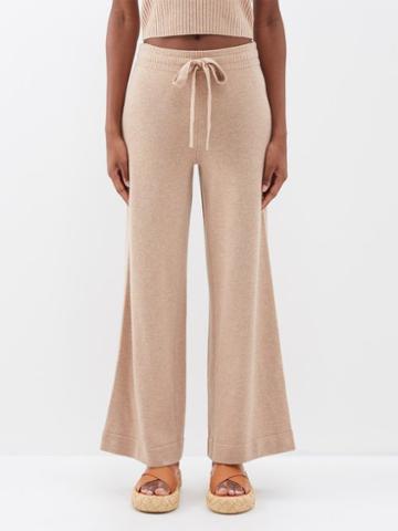 Eres - Frederique Wool-blend Wide-leg Trousers - Womens - Light Beige
