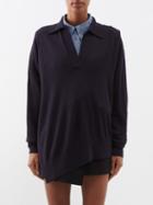 Isabel Marant - Giliane Oversized-collar Asymmetric-hem Sweater - Womens - Midnight