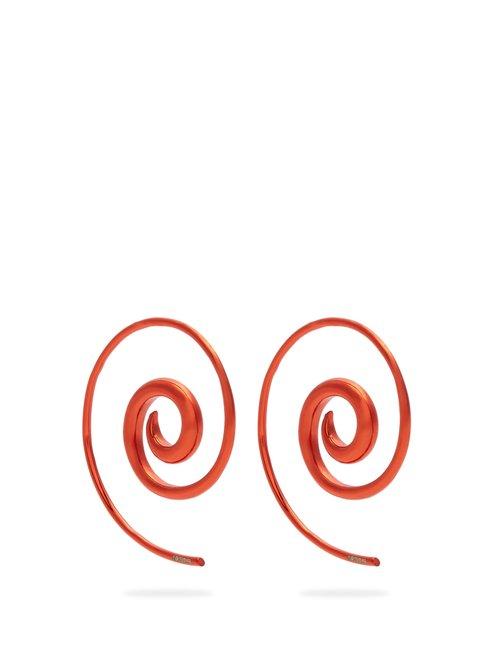 Matchesfashion.com Noor Fares - Rainbow Spiral Coated Yellow Gold Earrings - Womens - Orange