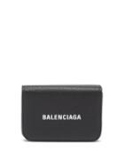 Matchesfashion.com Balenciaga - Logo-print Grained-leather Bi-fold Wallet - Womens - Black White