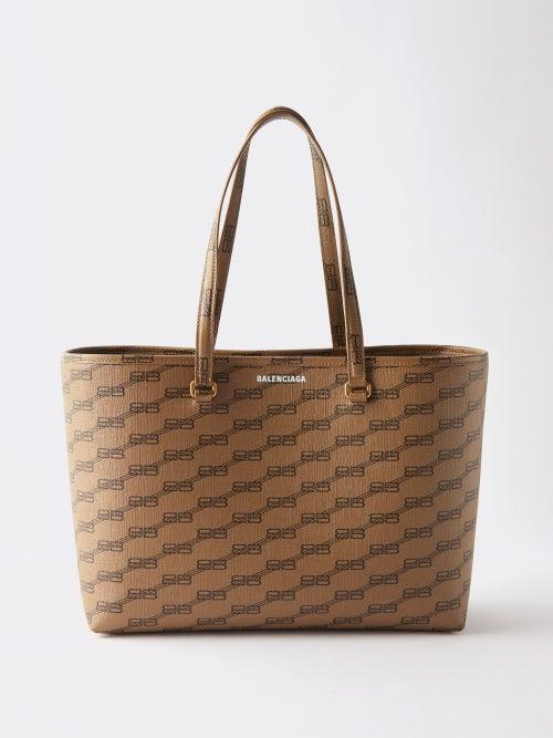 Balenciaga - Signature Bb-print Coated-canvas Tote Bag - Womens - Beige Multi