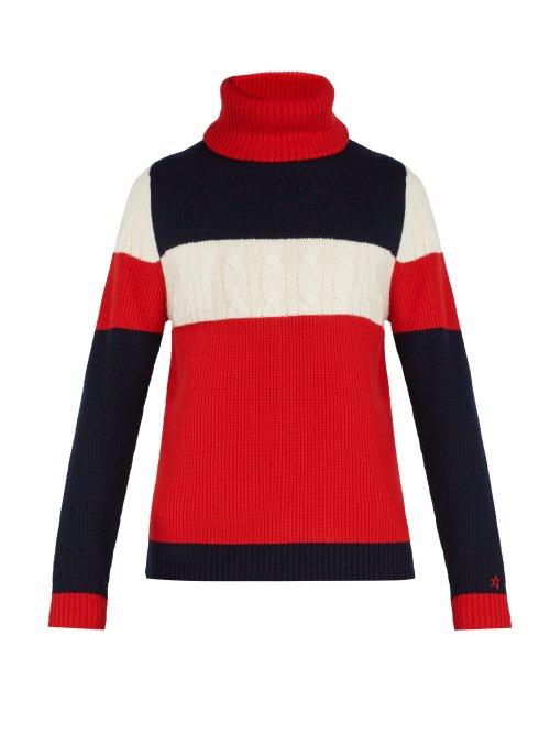 Matchesfashion.com Perfect Moment - High Neck Wool Sweater - Mens - Navy Multi
