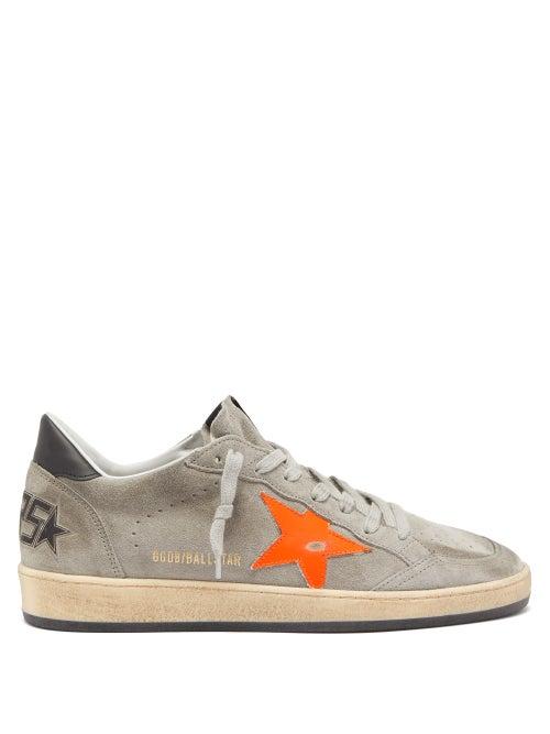 Matchesfashion.com Golden Goose - Ball Star Distressed Suede Trainers - Mens - Grey Multi
