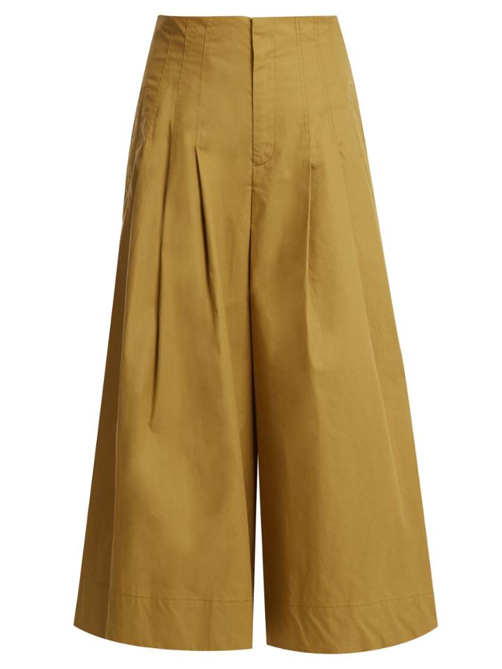 Sea Windbreaker Cropped Wide-leg Cotton-blend Trousers