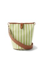 Rue De Verneuil - Bucket S Striped Herringbone-canvas Shoulder Bag - Womens - Green Multi