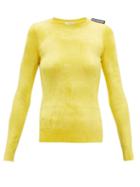 Matchesfashion.com Balenciaga - Logo Tab Velvet Sweater - Womens - Yellow