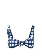 Jacquemus - Vichy Tie-knot Check Bikini Top - Womens - Navy Check