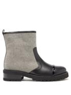 Ladies Shoes Malone Souliers - Bibi Canvas And Leather Ankle Boots - Womens - Black Multi