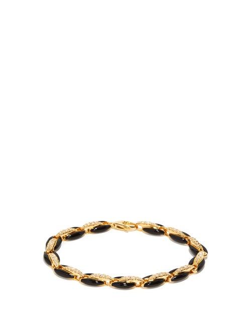 Matchesfashion.com Melissa Kaye - Ada Diamond, Enamel & 18kt Gold Bracelet - Womens - Black