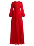 Matchesfashion.com Giambattista Valli - Macram Lace And Crepe Gown - Womens - Red