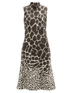 Matchesfashion.com Salvatore Ferragamo - Giraffe-print Sleeveless Silk-twill Dress - Womens - Animal