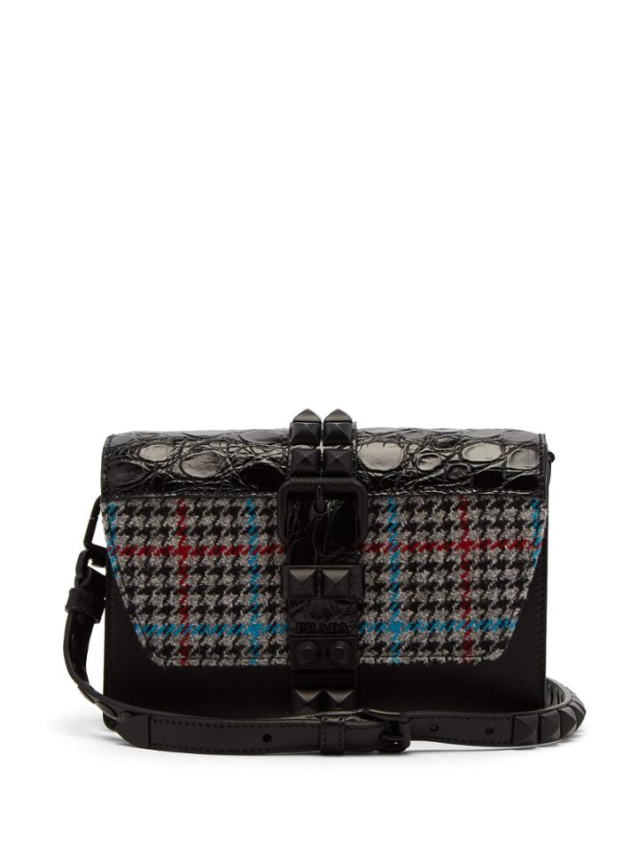 Prada Elektra Studded Leather Cross-body Bag