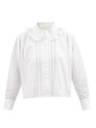 Chlo - Lace-trimmed Cotton-poplin Shirt - Womens - White