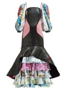 Matchesfashion.com Marine Serre - Scuba Suit & Bedsheet Ruffled Gown - Womens - Multi