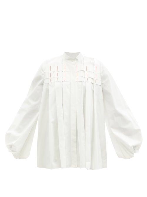 Ladies Rtw Roksanda - Tasara Balloon-sleeve Cotton-poplin Blouse - Womens - White
