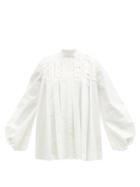 Ladies Rtw Roksanda - Tasara Balloon-sleeve Cotton-poplin Blouse - Womens - White