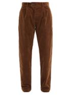 Matchesfashion.com Oliver Spencer - Pleated Cotton-blend Corduroy Trousers - Mens - Brown