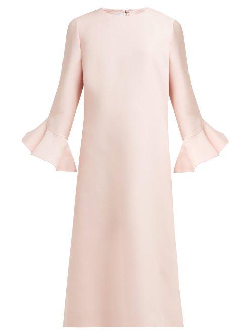 Matchesfashion.com Valentino - Fluted Wool And Silk Bend Midi Dress - Womens - Pink