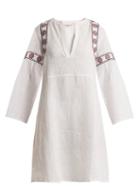 Matchesfashion.com Daft - Pantelleria Embroidered Linen Kaftan - Womens - White