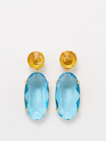 Roxanne Assoulin - Such A Jewel Crystal Clip Earrings - Womens - Blue Yellow