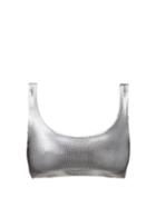 Matchesfashion.com Jade Swim - Rounded Edges Scoop-neck Metallic Bikini Top - Womens - Silver