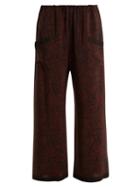 Matchesfashion.com Raey - Squiggle Print Silk Crepe Pyjama Trousers - Womens - Burgundy Print