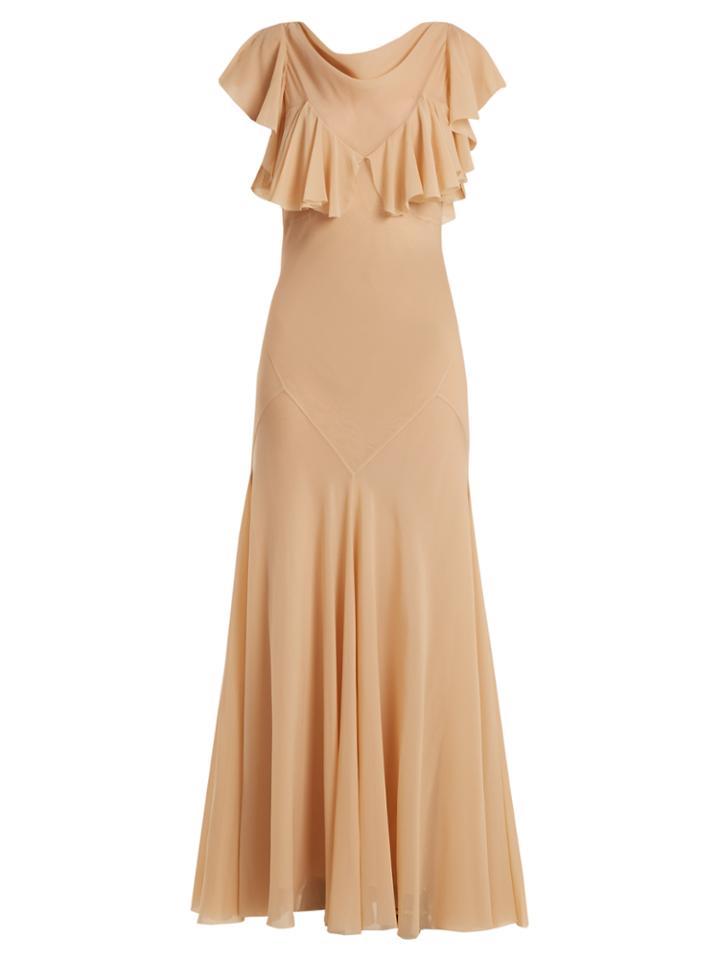 Maison Margiela Ruffled-sleeve Bias-cut Layered Chiffon Dress