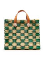 Matchesfashion.com Heimat Atlantica - Tom Tom Straw And Leather Tote Bag - Womens - Green Multi