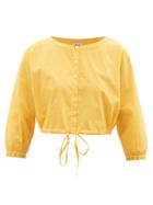 Ladies Beachwear Le Sirenuse, Positano - Jinny Hand-embroidered Cotton-poplin Cropped Top - Womens - Orange