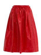 Matchesfashion.com Marni - Crackle Coated Midi Skirt - Womens - Red