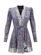 Isabel Marant - Merenea Sequinned Floral Silk-fil Coup Mini Dress - Womens - Blue Multi