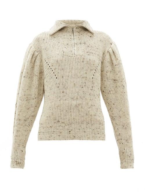 Matchesfashion.com Isabel Marant - Kuma Puff Sleeve Wool Jumper - Womens - Ivory