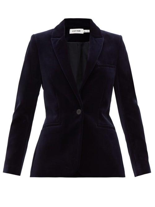 Matchesfashion.com Cefinn - Single Breasted Cotton Velvet Suit Jacket - Womens - Navy